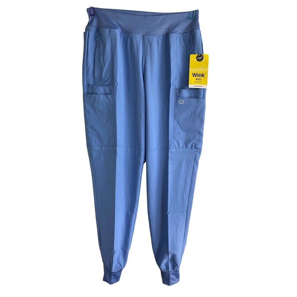 Wink W123 Women's Comfort Waist Cargo Jogger Scrub Pant 5555 Blue Small Regular